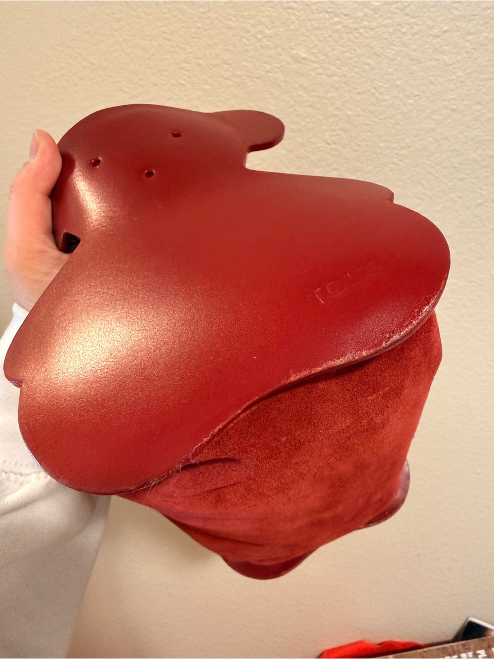 Tous Red Bear-Shaped Mini Suede Shoulder Bag - Picture 8 of 14